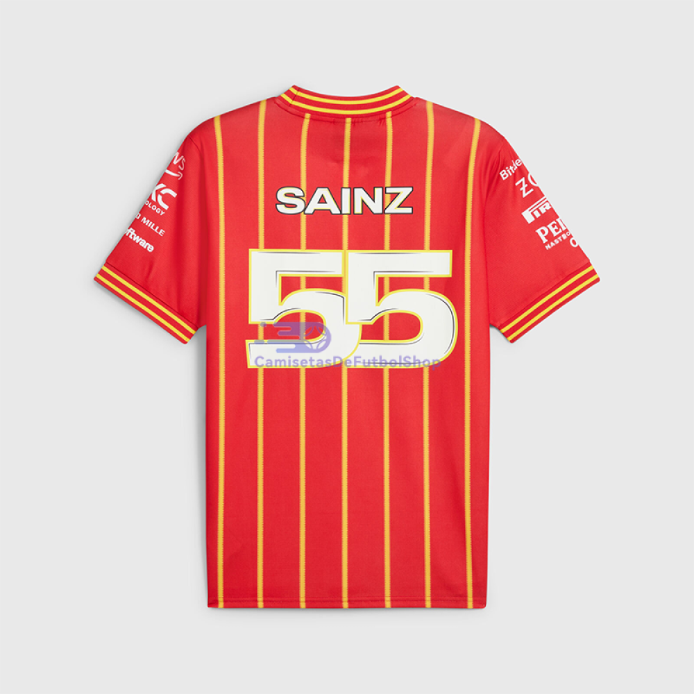 Camiseta Scuderia Ferrari F1 2024 Rojo/Amarillo Carlos Sainz #55