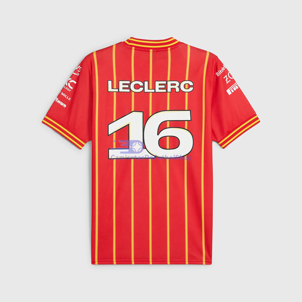 Camiseta Scuderia Ferrari F1 2024 Rojo/Amarillo Charles Leclerc #16