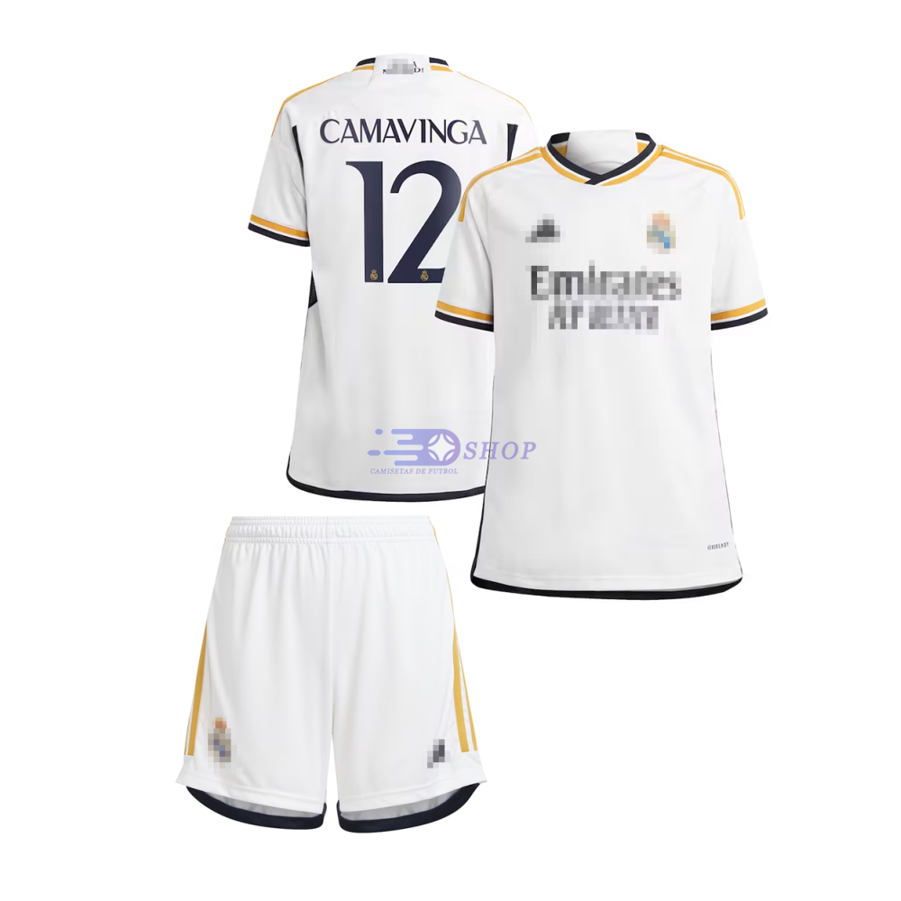 Camiseta Camavinga 12 Real Madrid 2023/2024 1ª Equipación Niño Kit