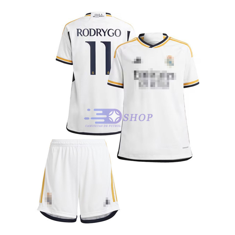 Camiseta Rodrygo 11 Real Madrid 2023/2024 1ª Equipación Niño Kit