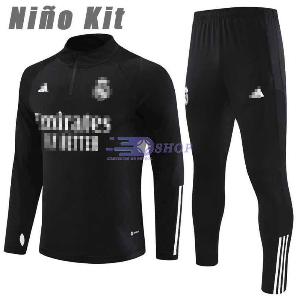 Sudadera de Entrenamiento Real Madrid Negro 2023/2024 Niño Kit